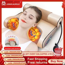 Massaging Neck Pillowws Jinkairui Neck Massage Pillow Electrical Cervical Traction Massager Wormwood Hot Compress Relief Back Shoulder Pain Body Health Q231123