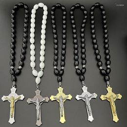 Pendant Necklaces GS07 Rosary Cross Orthodox Church RearviewMirror Automotive Interior Jesus Christ Religion DIY Glass Alloy Ornaments