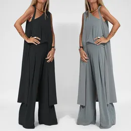 Women's Two Piece Pants Sexy Three-piece Fashion One-shoulder T-shirt Cardigan Wide-leg Set Soft High-quality