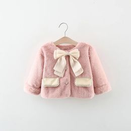 Jackets Girls Sweater Solid Colour Autumn Fashion Artificial Fur Princess Aromatherapy Children s Coat Baby Top Warm 231123