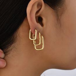 Stud Gold Color Metal Geometric Square Hoop Earring for Women Minimalist Small Circle Ear Buckle Punk Jewelry Trendy 231122