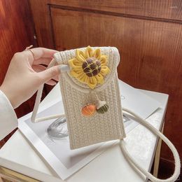 Storage Bags Woven Small Bag For Phone Lipstick Cosmetic Brush Travel Women Versatile Lady Shoulder Girl's Crossbody Pouch