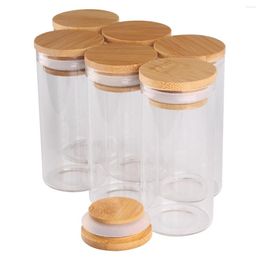 Storage Bottles 6 Pieces 120ml Size 47x100mm Transparent Glass With Bamboo Caps Spice Candy Jars For Wedding Gift DIY Crafts