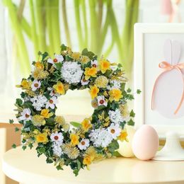 Decorative Flowers 45cm Spring Summer Wreath Front Door Backdrop Artificial Wreaths For Festival