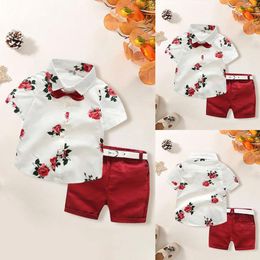 Clothing Sets Boy Baby T Shirt Outfit Tie Gentleman Suit Toddler Bow Set Rose Pants Shorts Suspenders And Sweatpants