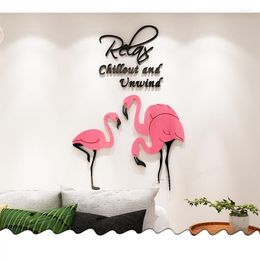 Wall Stickers Flamingo Nordic Style 3d For Living Room Kids Porch Bedroom Home Decor Self-adhesive Painting Mural