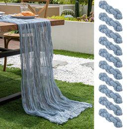 Table Runner 61220pcs Cheesecloth Blue Cotton Gauze Rustic Wedding Tablecloth Dinning Bridal Shower Banquets Party Decor 231122