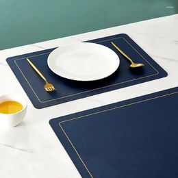 Table Mats Gilt-edged Printed Rectangular PVC Heat Insulation Pad Waterproof And Oil Proof Western Placemat Leather