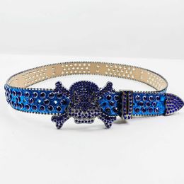 Designer New Diamond studded Women's Blue Shiny Prom Skull Head Belt