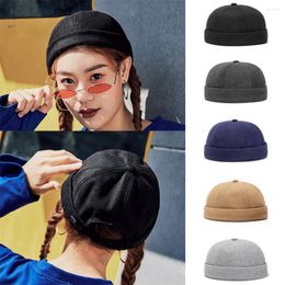 Berets Trendy Women Skull Cap Casual Solid Mens Summer Autumn Short Brimless Bonnet Beanie Hat Unisex Hip Hop Hats Drop