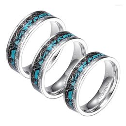 Cluster Rings NANDESI Jewellery Mens Womens Titanium Turquoise And Imitated Meteorite Inlaid Wedding Band 8mm 6mm