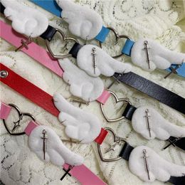 Choker Harajuku Angel Wing Necklace Metal Pendant Collar For Women Egirl Goth Punk Trendy Y2k Accessory Jewellery Gift