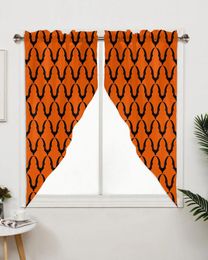 Curtain Halloween Bat Texture Orange Curtains For Bedroom Window Living Room Triangular Blinds Drapes
