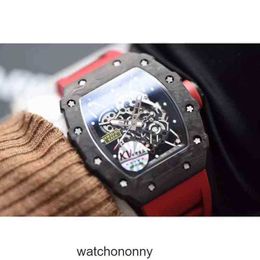 Mens Mechanics Watches Richa Wristwatch Business Leisure Luxury Rm53-02 Automatic Mechanical Black Carbon Fibre Tape Luminous Mill Watch Mal