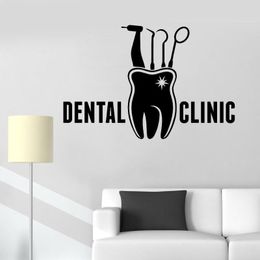 Wall Stickers Dental Clinic Sign Decal Stomatology Window Sticker Logo Design Art Office Dentist Cabinet Decor LC443