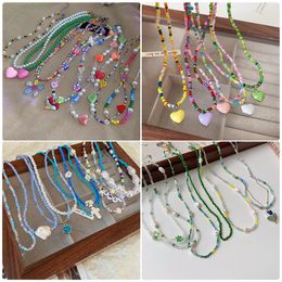 Chains Colourful Pearl Lily Of The Valley Flower Leaf Love Necklace Small Fresh Sweet Design Collar Chain Temperament