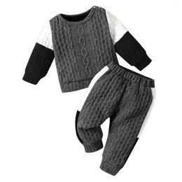 Clothing Sets Toddler Boy's Patchwork Long Sleeve Pant Suit In Contrasting Colors For 0 To 3 Years Baby Boy Clothes Gift Set Boys Sweatsuit