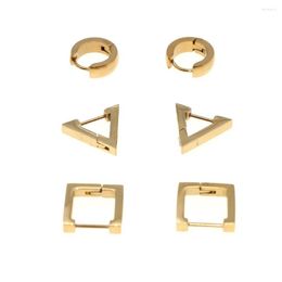Hoop Earrings 3 Pairs/set 316 Stainless Steel Geometric Never Fade Allergy-free Ears-Rings Good Quality