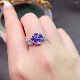 Cluster Rings Luxury 925 Silver Tanzanite Ring For Party 3mm 5mm Natural Tanznaite Sterling Gemstone Jewelry