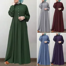 Ethnic Clothing Women's Muslim Robe Jilbab Abaya Vintage Cardigan Crewneck Long Sleeve Dubai Turkish Islamic Dress Abayas