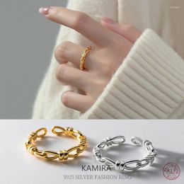 Cluster Rings KAMIRA Real 925 Sterling Silver Gentle Stylish Rope Knot Open Finger For Women Elegant Vintage Party Banquet Fine Jewelry