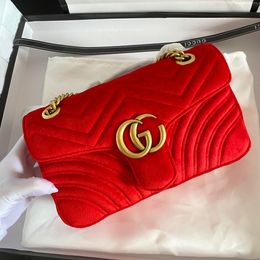 Luxus Marmont Samt Taschen Frauen Cross Body Designer Umhängetasche Klassische Echtes Leder Herz Stil Gold Metall Hardware Kette Tasche Messenger Handtaschen