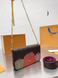 Luxury Designer Bag Classic Handbag Female Shoulder Messenger Purse Tote Pumpkin King Chain 3-piece set
