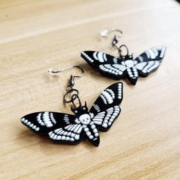 Dangle Earrings 2023 Punk Dark Butterfly Female Retro Fashion Design Black Skull Moth Gothic Jewellery Accessories