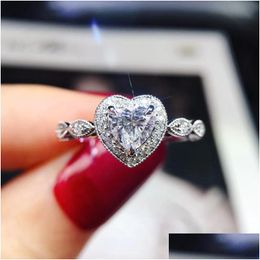 Cluster Rings Cubic Zircon Diamond Ring Band Finger Heart Shaple Women Rings Engagement Wedding Fashion Jewellery Will And Drop Delivery Dhedf