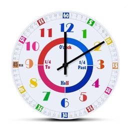 Wall Clocks Telling Time Learning Clock Watch For Homeschool Kindergarten Colorful Numbers Educational Art Decor Quiet Sweep241I