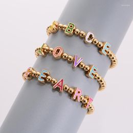 Strand Custonm Enamel Cutout Letters Bracelet Spacers Beads DIY Name Jewelry Multi Alphabet Bead