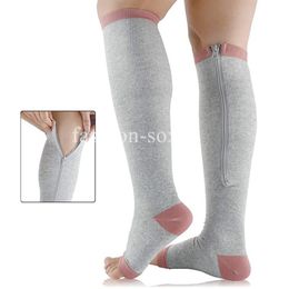 Men's Socks Compression Knee High Men Women Leg Stretchy Support Zipper Anti-Fatigue Running Hiking Sports Dropship