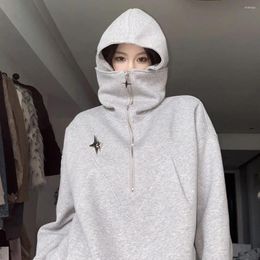 Women's Hoodies Simple Niche Design Sense Hooded Turtleneck Hoodie For Men And Women Loose Half Zip Coat Autumn Winter Clothes