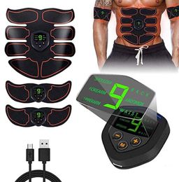 Abdominal Muscle Stimulator ABS EMS Trainer Body Toning Fitness USB Rechargeable Muscle Toner Workout Machine Men Women Training Q4794629