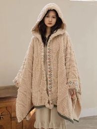 Women's Sleepwear Korean Style Cloak Robes Women Warm Autumn Winter Thick Cute Hooded Sweet Cozy Night Home Clothing Homewear