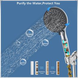 Bathroom Shower Sets Ten function Philtre Pressurised Flower five inch panel Massage flower shower head back airbrush Water shower by DHL