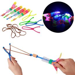 50 pieces lot Slings Toy Amazing Arrow Helicopter Rubber Band Power Copters Kids Led Flying Toy 100% Brand New And High Quali266f