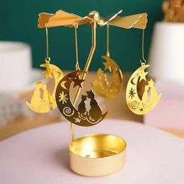 Candle Holders Holder Wedding Centrepiece Golden Alloy Leaves Carousel Candlestick For Party Table Christmas