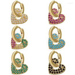 Hoop Earrings ZHUKOU 2023 1 Piece CZ Crystal Small Earring Exquisite Gold Colour Star Heart Cute Women For Gifts VE225