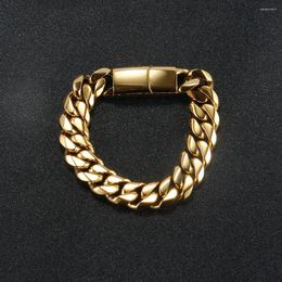 Link Bracelets 14mm Width Design Cuban Bracelet For Men Women 316L Stainless Steel Curb Chain Bangle Fashion Jewellery Gifts