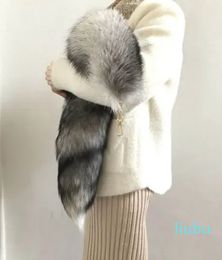 Large real fox fur tail key toy key ring bag charm plush pendant