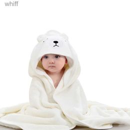 Towels Robes Children Hooded Bath Towel Solid Soft Coral Velvet Fleece Blanket Cartoon Animal Style 80*80CM Newborn Bathrobe Quilt WashclothL231123