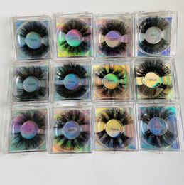 Mink lash 8D 25 mm fluffy lashes packing wispy false eyelashes extension handmade square box packaging 12 styels for options thick full strip faux cils super7516698