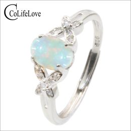 CoLife Jewellery 100% Natural Opal Ring for Woman 0.4ct Australia Opal Silver Ring Solid 925 Silver Opal Jewellery
