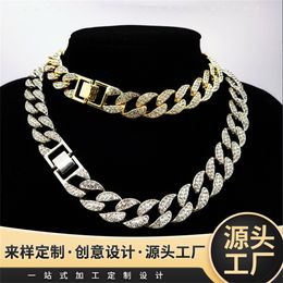 necklace for mens chain cuban link gold chains iced out jewelry Men's 15mm Flat Round Simple Cuban Necklace Trend
