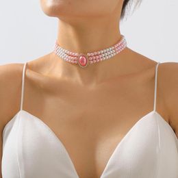 Choker Korean Multilayers Imitation Pearl Necklaces For Women Jewellery Coloured Pearls Wedding Necklace