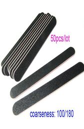 Whole 50pcslot BeautyGaGa Special Supply Double Sided Coarseness Grit 100180 Nail Beauty Tools 17cm2cm4mm Black Nail Files8070292