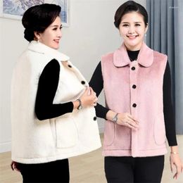 Women's Vests High-Grade Middle-Aged Elderly Vest Coat Women Mink Velvet Sleeveless Jacket Autumn Winter Ladies Wear Knitted Waistcoat Top