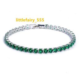 Fashion Cubic Zirconia Green Tennis Bracelet For Women Men Silver Colour Hand CZ Chain Homme Jewellery