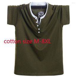 Men's T Shirts Short Summer Sleeve Men Arrival Super Large Oversized Pure Cotton Casual V-neck Knitted Shirt Plus Size M-5XL 6XL 7XL 8XL